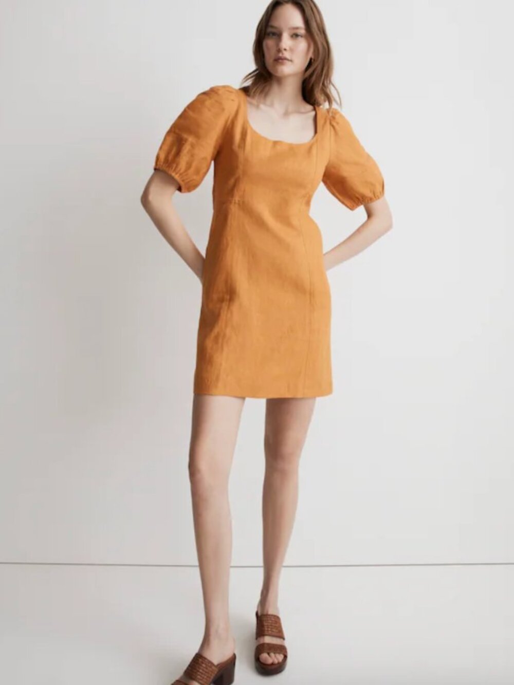 Madewell NWT Maisie Linen Mini Dress in Ochre Fresco - Size 4